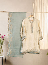 DA-2014 CREAM EMBROIDERED KURTA WITH DUPATTA